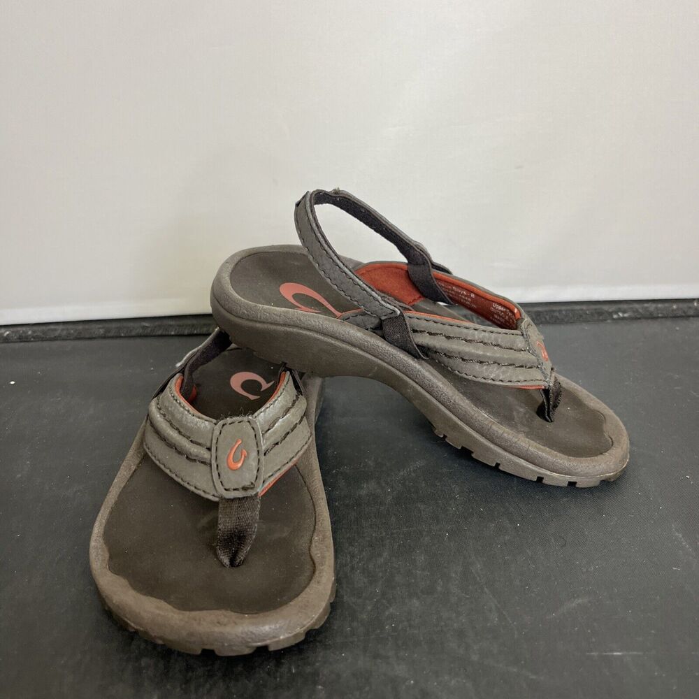 Olukai Hokua Toddler 9/10 Flip Flop Sandals Brown Heel Strap Sandals Boys Chrty
